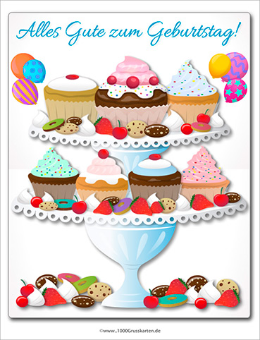 Große Geburtstagskarte mit Cupcakes