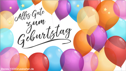 Geburtstag E-Card mit bunten Luftballons