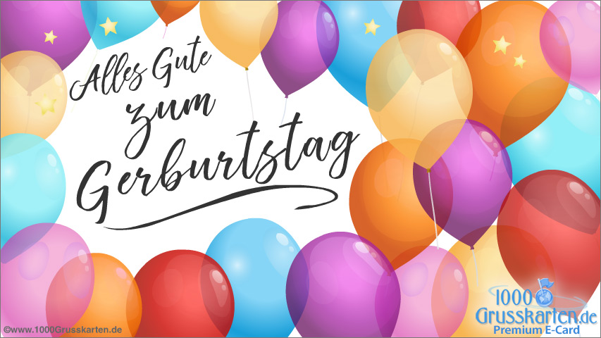 Geburtstag E-Card mit bunten Luftballons