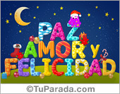 Tarjeta de deseos de paz, amor y felicidad