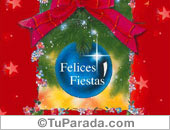 Felices Fiestas con adorno azul