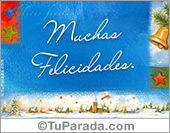 Muchas felicidades con casitas navideñas