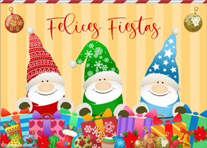 Tarjetas postales: Felices Fiestas con Papá Noel en colores