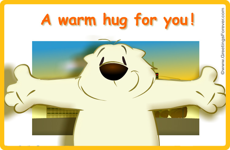 A warm hug ecard - Hugs and kisses, ecards