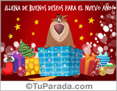Tarjeta de feliz año nuevo con oso