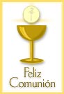 Tarjeta de Feliz Comunión dorada