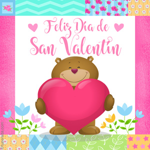 Tarjeta de San Valentín y oso con corazón