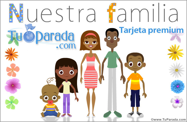 Tarjeta - Familia con tres hijos