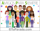 Tarjeta con grupo de amigos y amigas