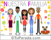 Tarjeta de familia de padres, hija y abuelos