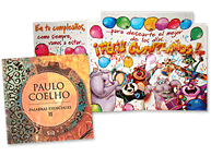 Set de libro y tarjeta de cumpleaños.