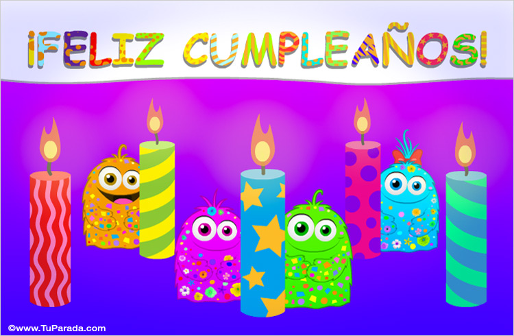Feliz cumpleaños con velas decoradas