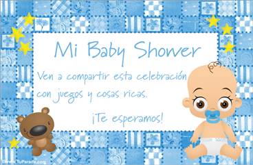 Tarjeta de Baby Shower celeste