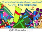 Postal de cumpleaños con regalos