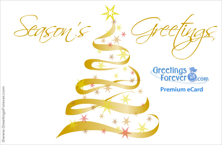 Christmas egreeting with golden tree