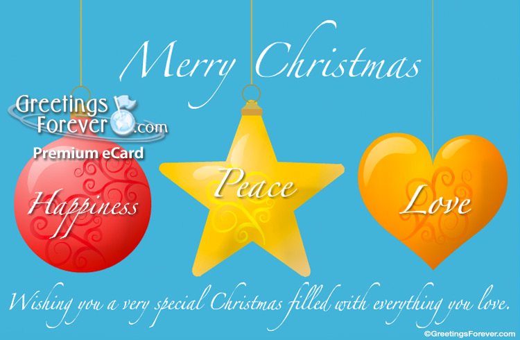 Ecard - Merry Christmas light blue ecard