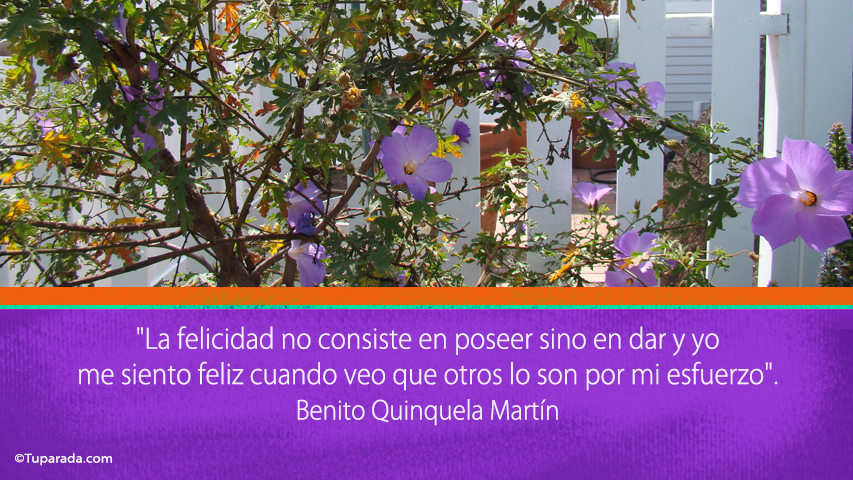 La felicidad consiste en dar - Frase de Benito Quinquela Martín