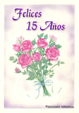 Tarjeta de quince años con flores