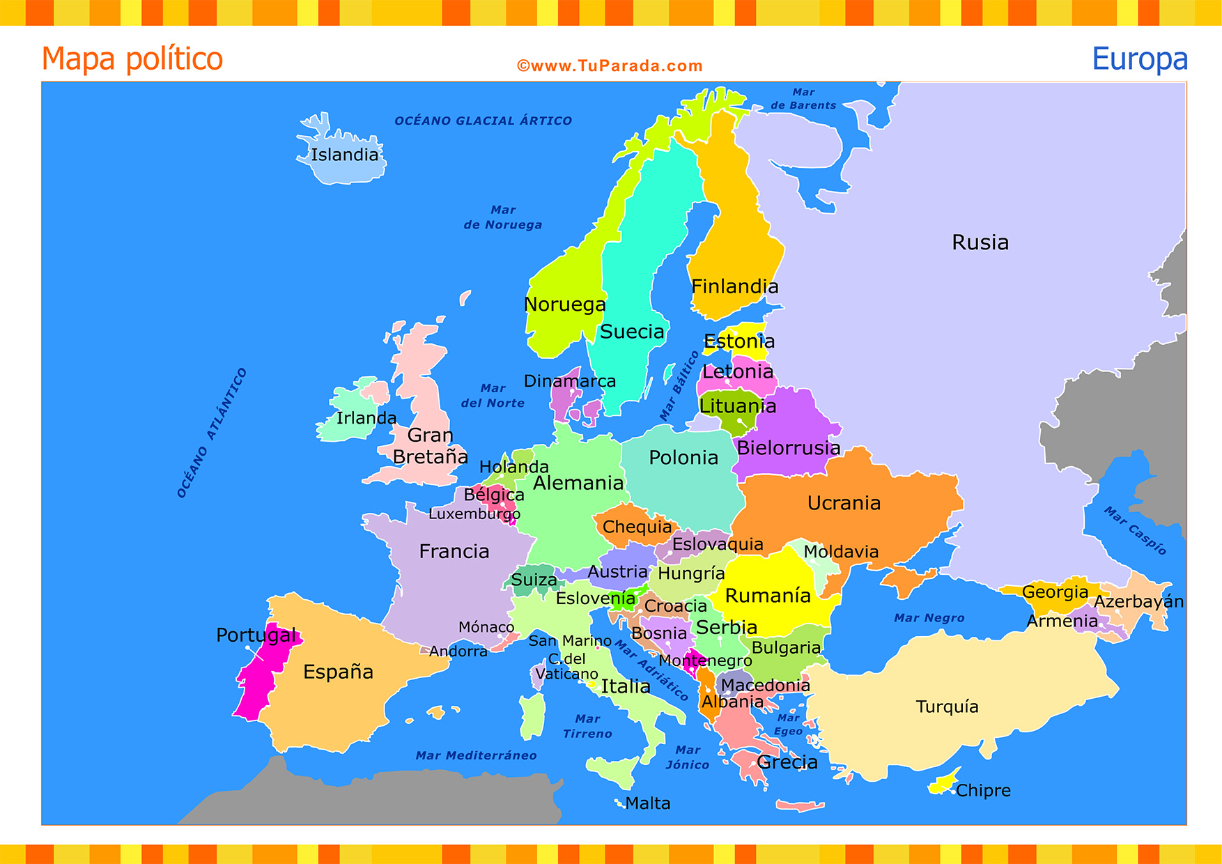 Mapa De Europa Con División Política Mapas Tarjetas 8629