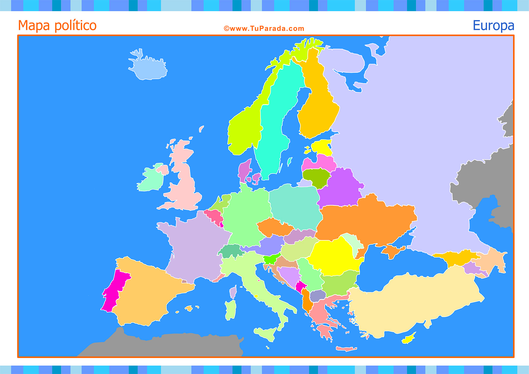 Tarjeta - Mapa de Europa para completar