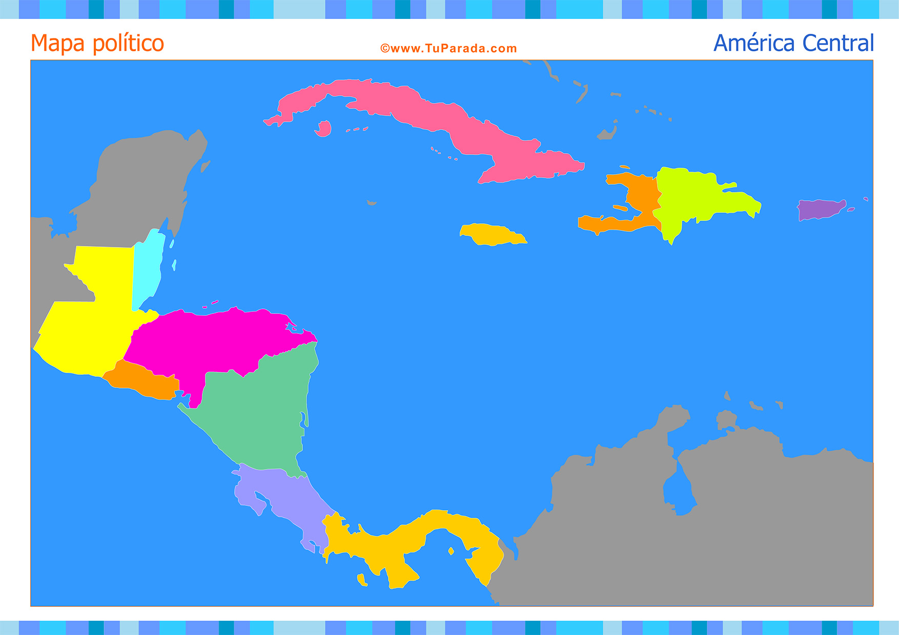 Tarjeta - Mapa de América Central para completar