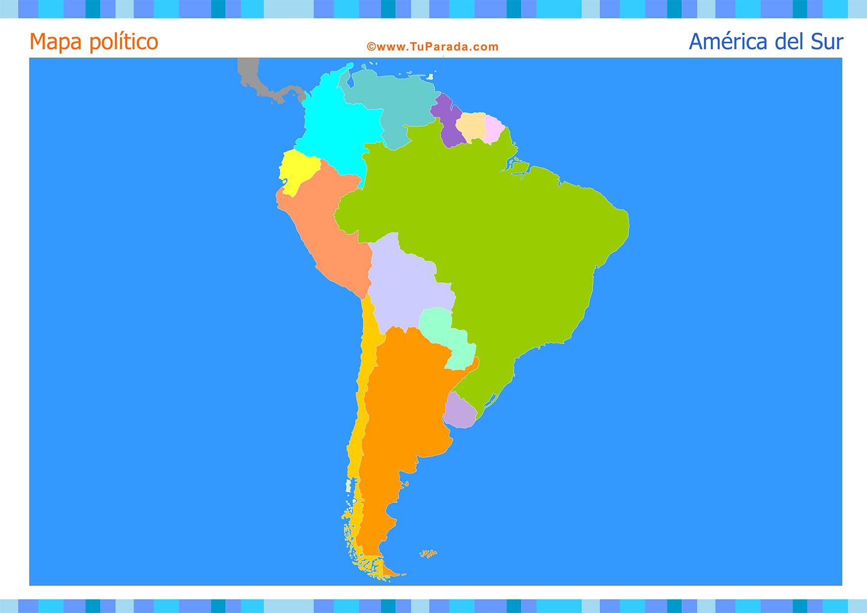 Mapa de América del Sur para completar