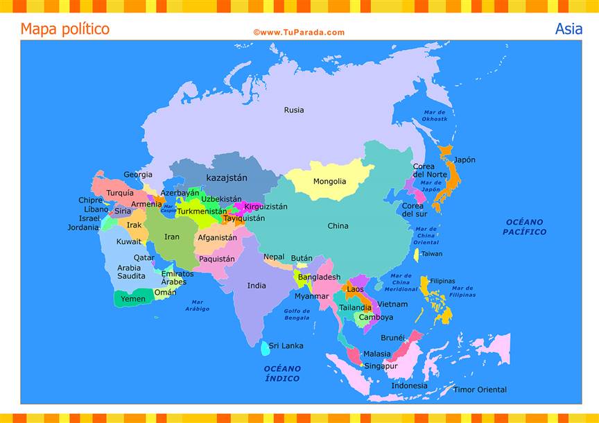 Mapa de Asia con división política