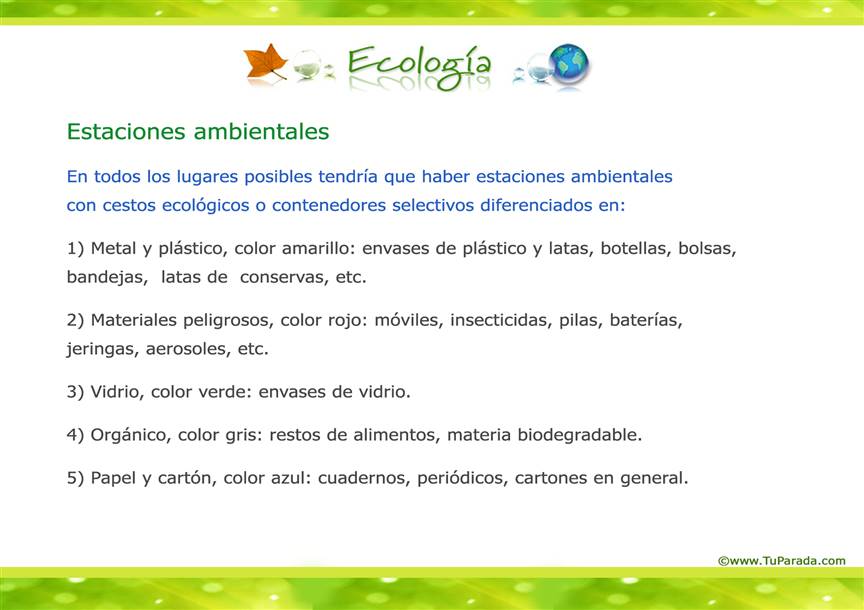 Tarjeta de Ecología