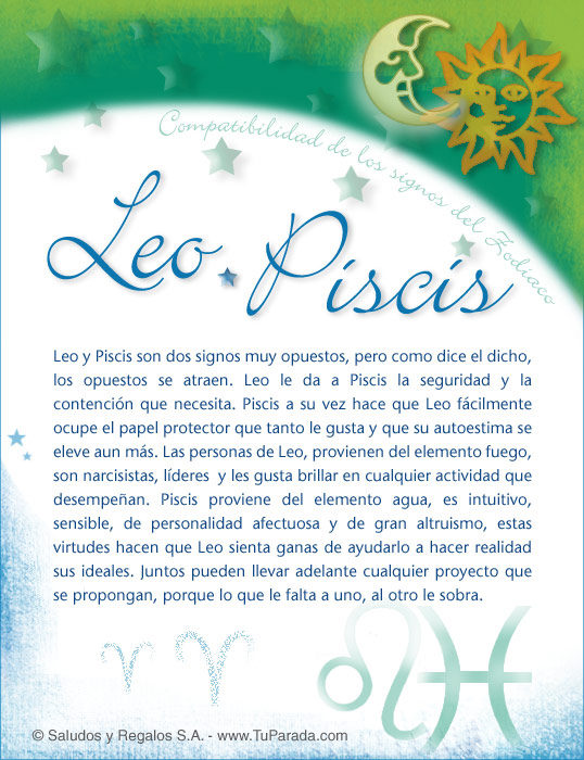 Tarjeta - Leo con Piscis