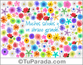 Tarjeta de saludos y abrazo