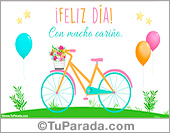 Tarjeta de feliz día con bicicleta