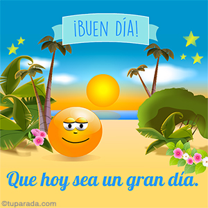 Tarjeta de Hola, saludos y buen día