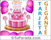 Tarjeta con torta gigante rosa
