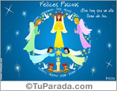 Tarjeta de felices Pascuas con ángeles