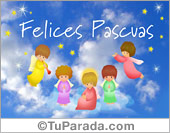 Postal de Pascua con angelitos