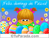 Tarjeta con huevos de Pascua y saludo