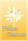 Felices Pascuas con flores y cruz