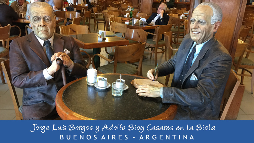 Tarjeta - Borges y Bioy Casares en La Biela