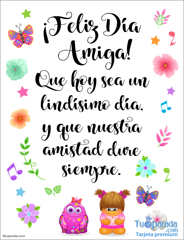 Tarjeta de Feliz Día Amiga Día Internacional del Amigo, tarjetas