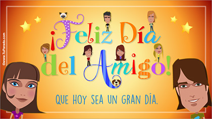 Tarjeta Día del Amigo con saludo