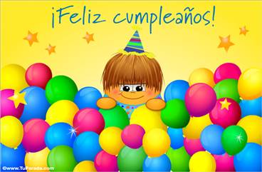 Feliz Cumpleaños multicolor con globos