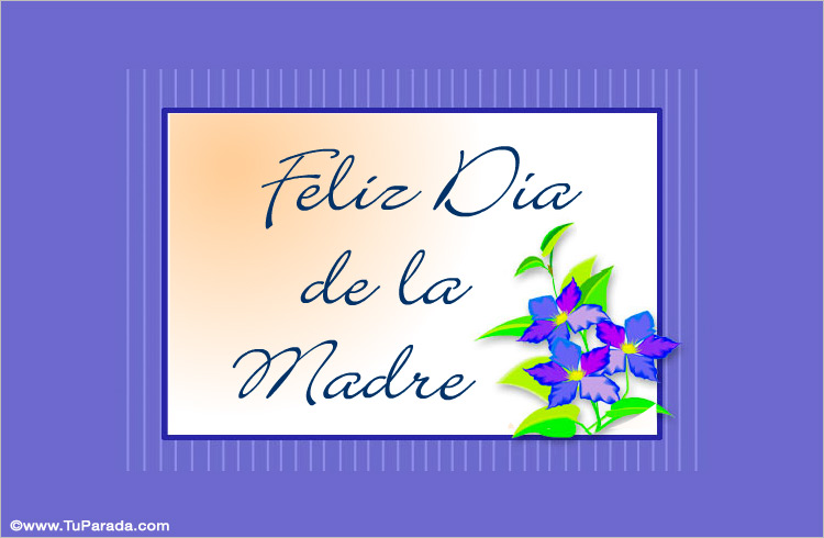 medida representante Varios Feliz día con flores color lila, tarjetas de Día de la Madre