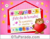 Tarjeta del día de la madre rosa y oso