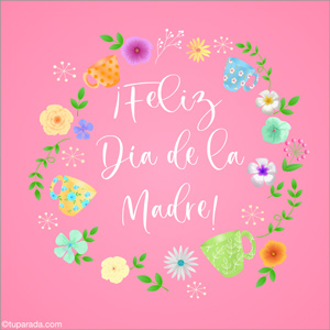 Tarjetas postales: Feliz Día de la Madre con guarda en rosa