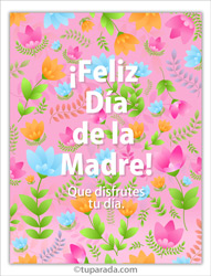 Tarjetas postales: Tarjeta de Día de la Madre con fondo rosa de flores