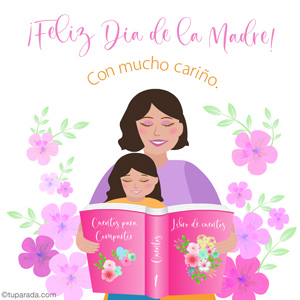 Tarjeta de Día de la Madre con tiernos momentos rosa