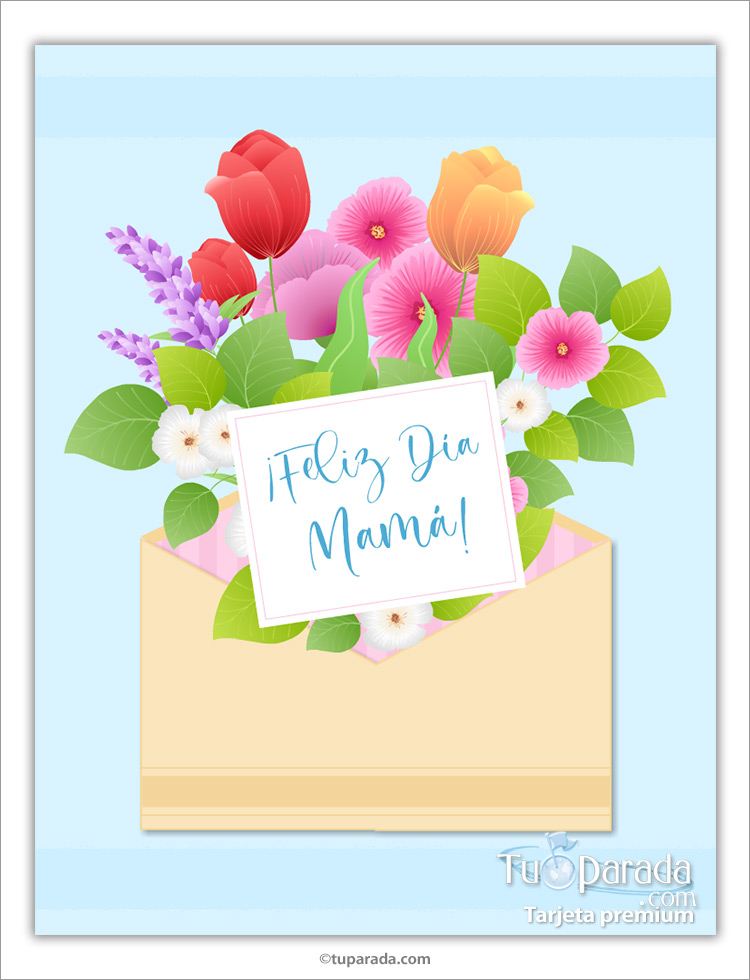 Tarjeta de Feliz Día Mamá con flores