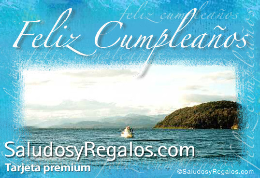 Tarjeta - Feliz cumpleaños con paisaje y barco