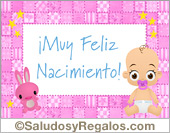 Tarjeta de nacimiento rosa