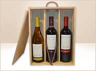 Estuche de madera con tres vinos Finca El Portillo.
